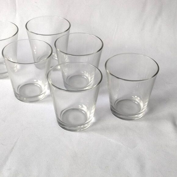 Set of 6 Clear Glass Cocktail Shot Glass or Votive Candle holders Vintage - Picture 5 of 5